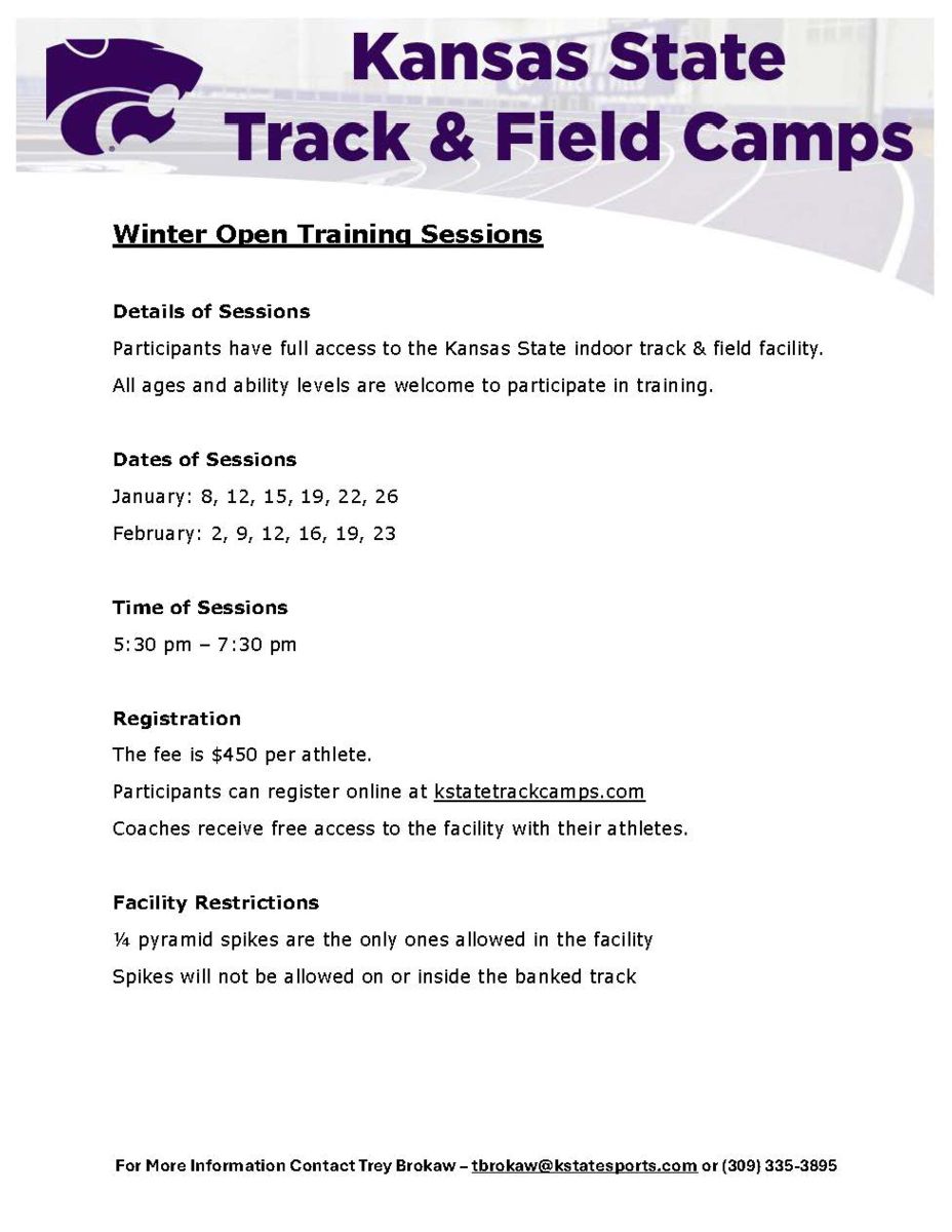 Kansas State Winter Open training Sessions Flyer